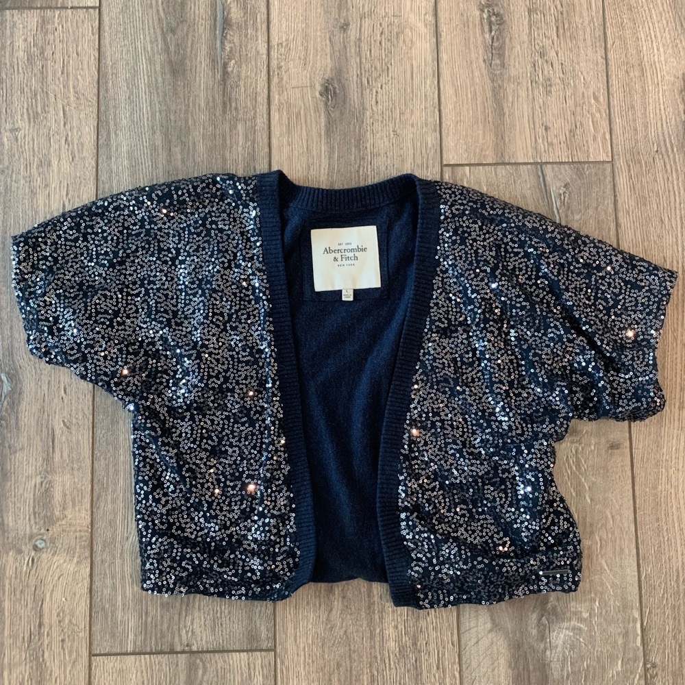 Abercrombie & Fitch Sequin Mini Sweater - Navy, L